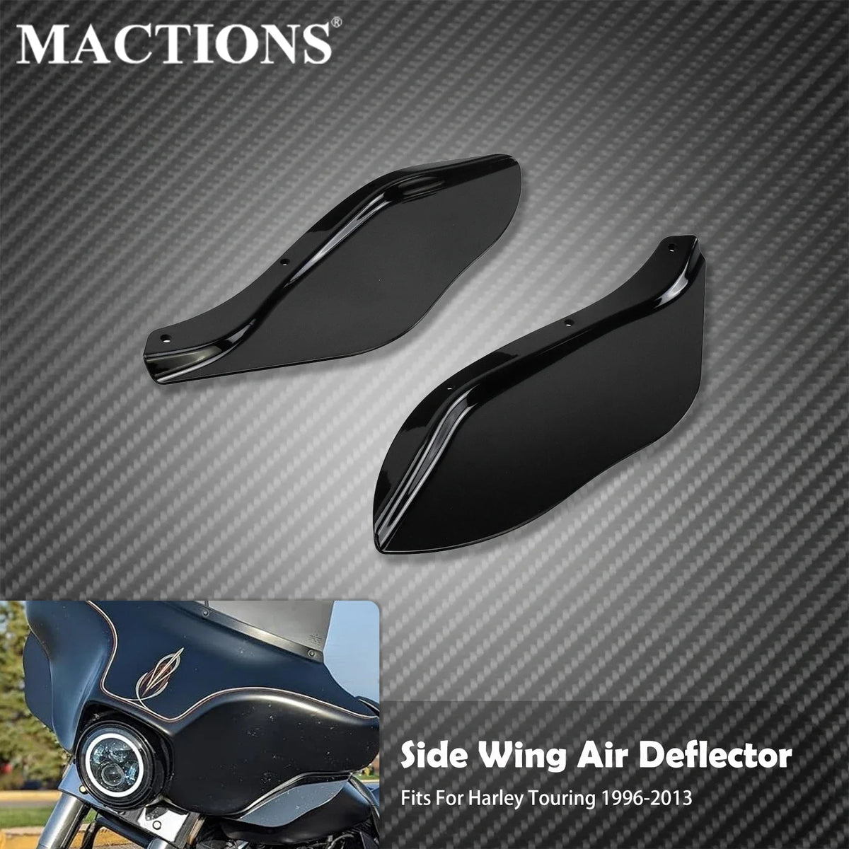 Déflecteurs d'air latéraux de pare-brise ABS noir pour Harley-Davidson Touring FLHR, FLHT, FLHX 1996-2013