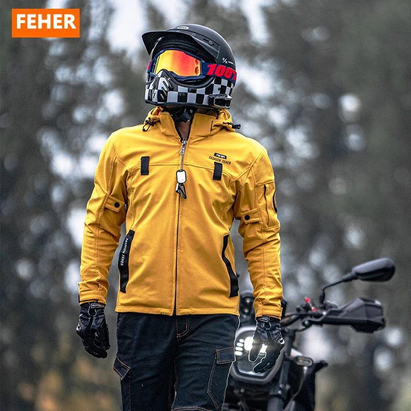 Blouson moto noir avec protections doublure amovible - vue 1