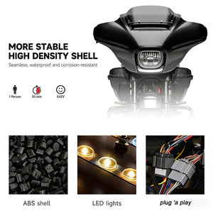 Feu de carénage LED chrome et ambre pour carénage batwing Harley-Davidson - vue 5