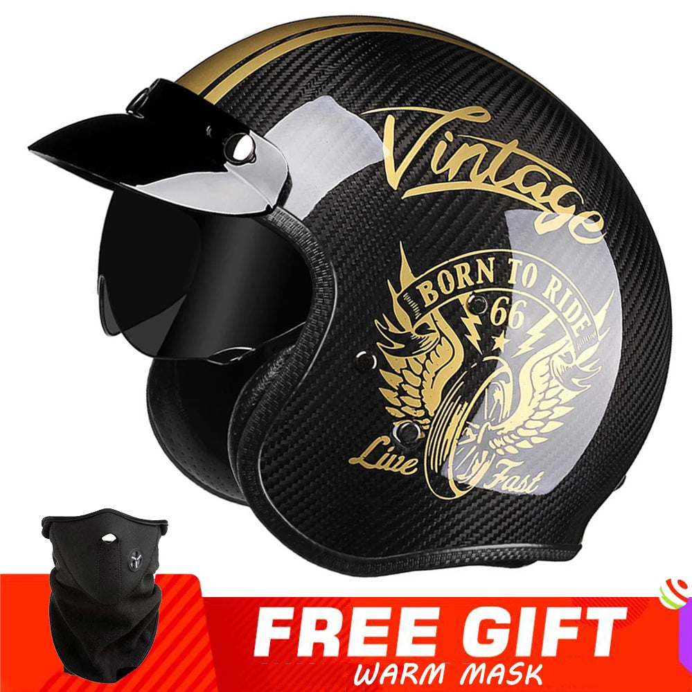 Casque moto jet carbone - vue trois-quarts - vue 12