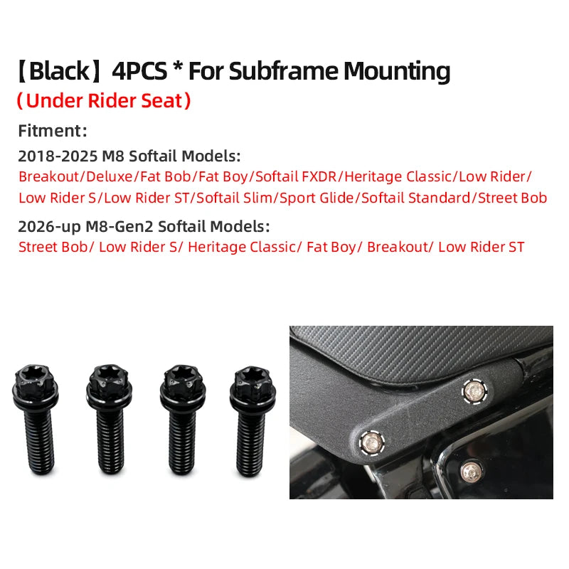 Boulons de Renfort de Garde-Boue Arrière en Titane - Harley-Davidson Softail M8 2018-2025, Road Glide 117/121 – photo 11/18