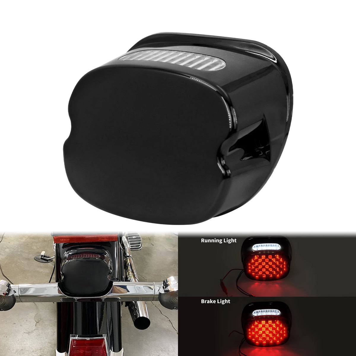 Feu arrière LED avec éclairage de plaque pour Harley Dyna Touring Sportster - vue 2