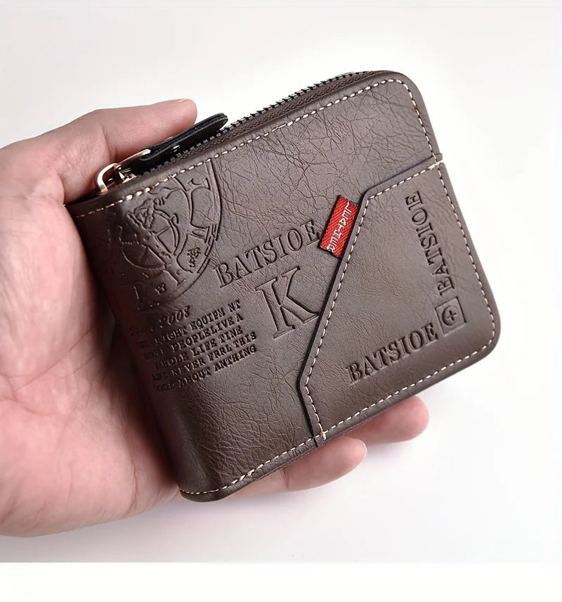 Portefeuille noir en cuir PU à fermeture zippée - vue 8