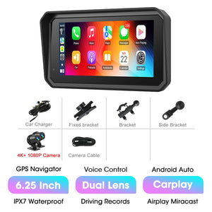 Écran GPS moto Jansite CarPlay & Android Auto 5/6,25 pouces avec DVR intégré – étanche IP67 - vue 12