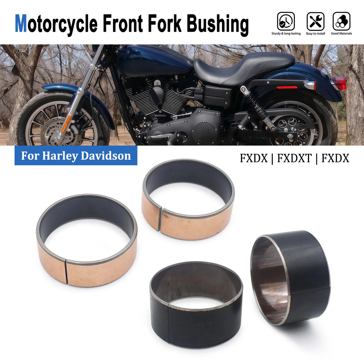 Jeu de Silentblocs de Fourche Avant (Haut et Bas) - Harley-Davidson Sportster 1200/883 – photo 1/9