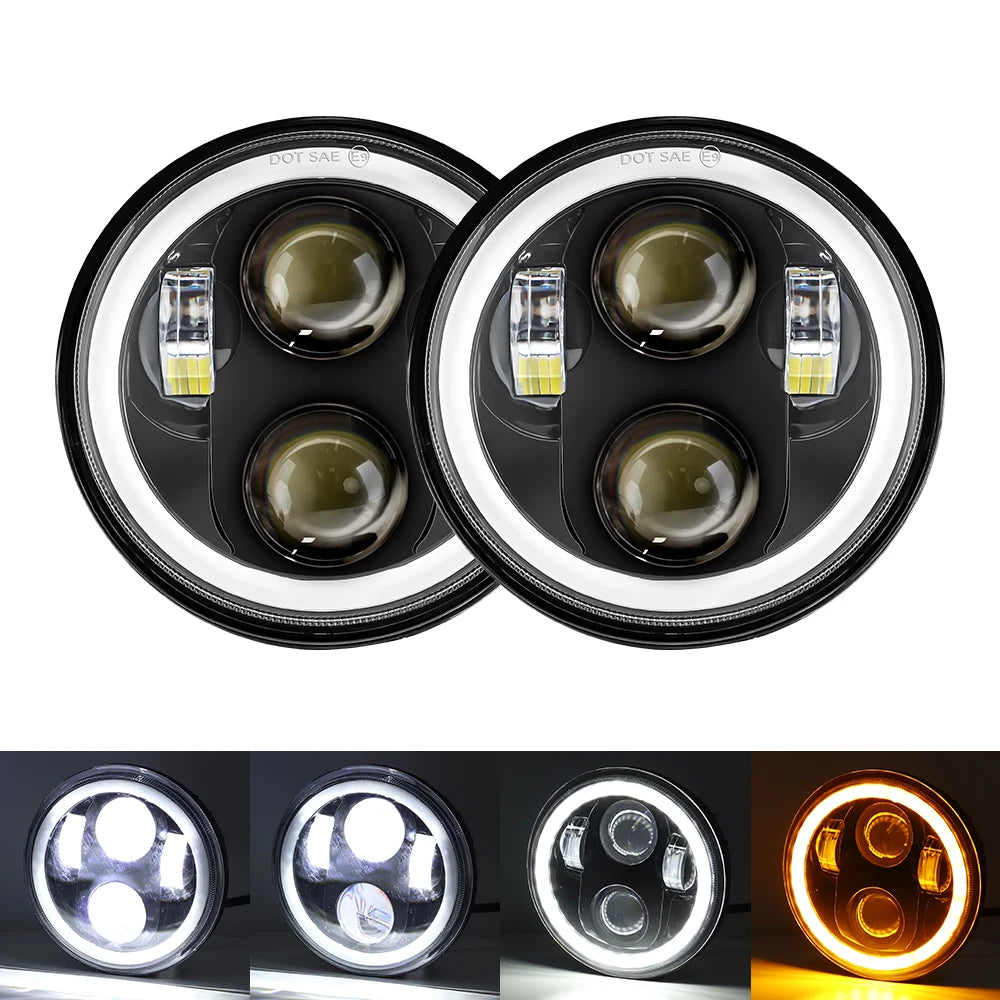 Phare LED 5,75" à anneau lumineux pour Harley - vue 6