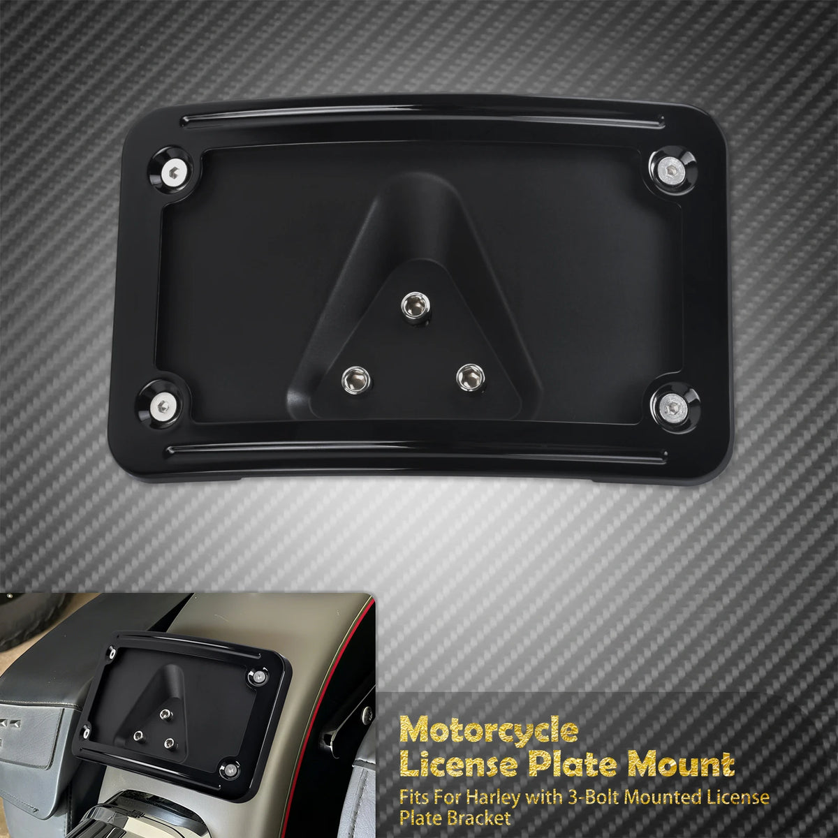 Support de plaque d'immatriculation incliné 3 trous pour Harley-Davidson Softail, FL, Dyna – photo 8/8