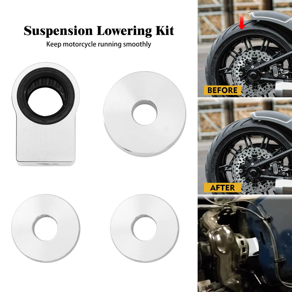 Kit de rabaissement de suspension arrière chromé pour Harley-Davidson Softail M8 (2018-2023)