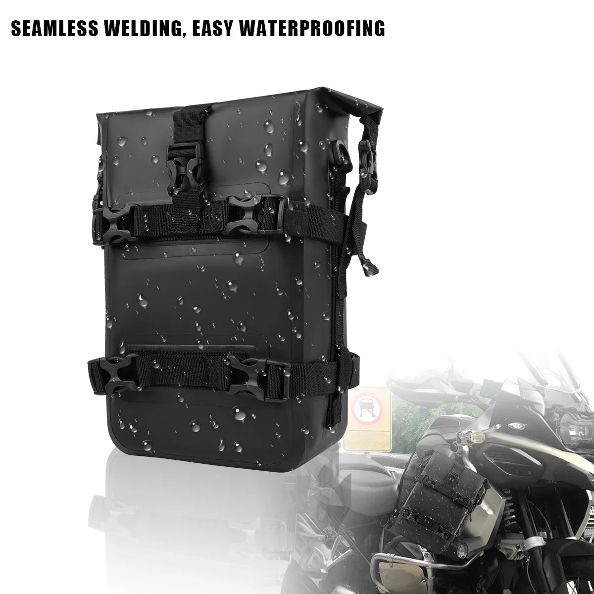 Sacoche noire pour barre de protection moto - vue 7