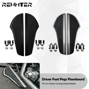 Plancher pilote avant (floorboard) antidérapant en aluminium pour Harley-Davidson Dyna, Softail, Touring, Road King, Street Glide & Fat Boy – photo 1/8