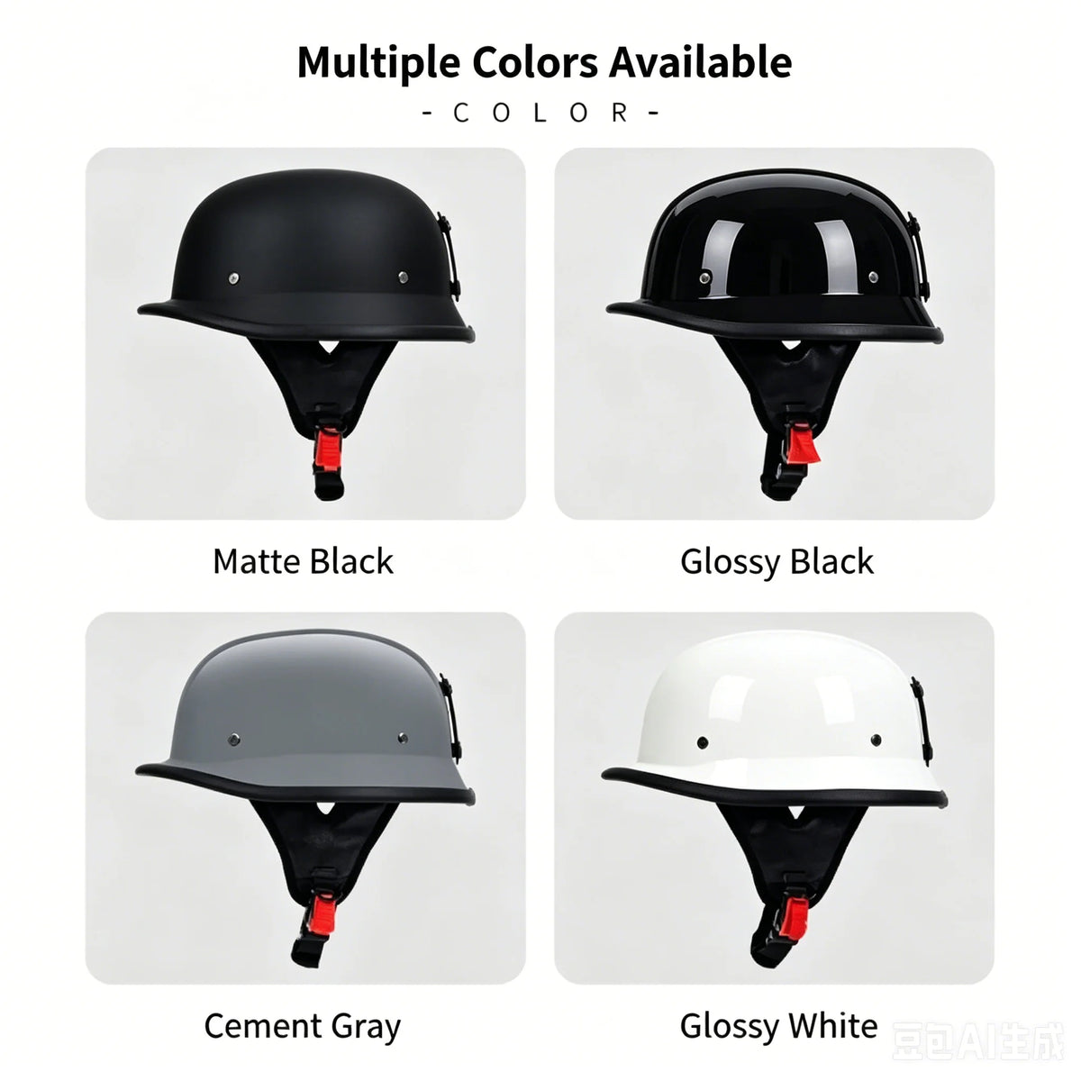 Casque moto demi-jet vintage simili cuir - vue produit - vue 4