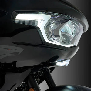Feux de Carénage LED GOAT-E Chrome ou Noir, Ambre/Blanc pour Harley Road Glide – photo 3/8