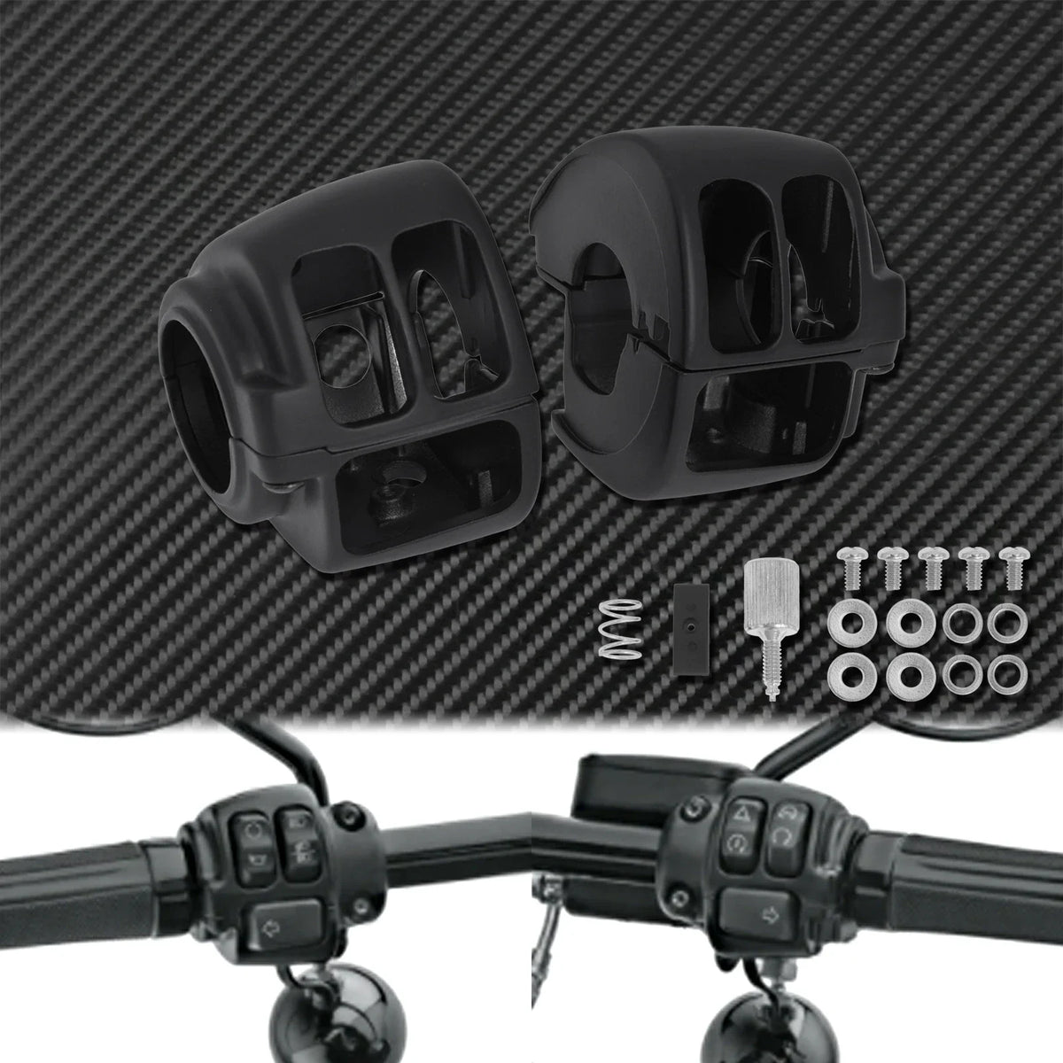 Boîtiers de commodo aluminium pour Harley Softail Dyna Sportster - vue 1