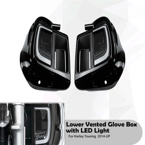 Carénage bas noir avec boîte à gants et grille LED sur une Harley-Davidson Touring - vue 7