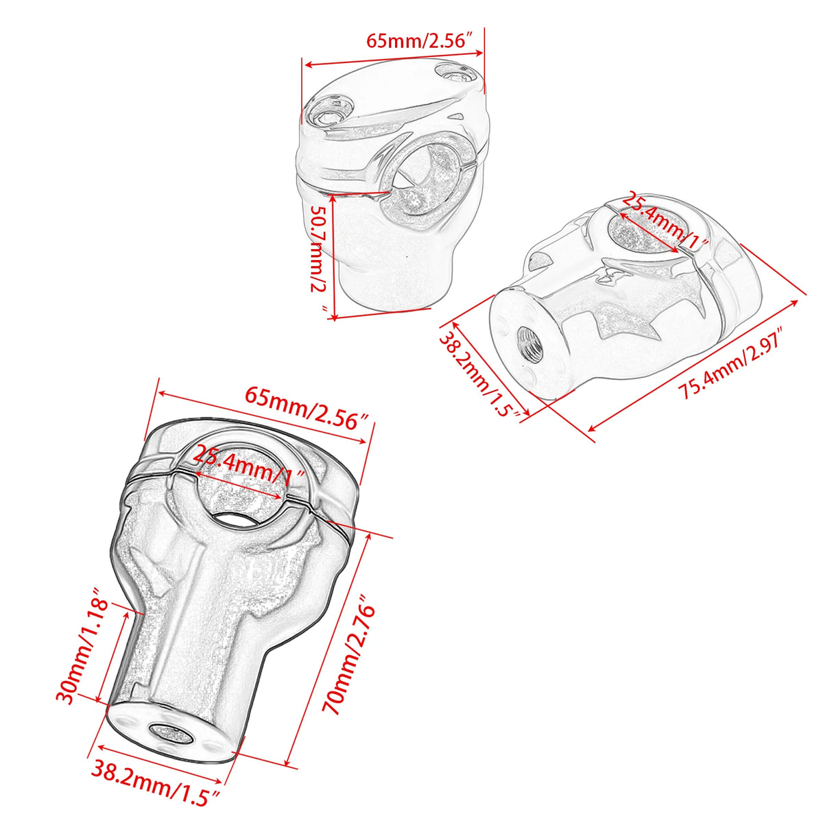 Risers de guidon 1" pour Harley Softail et Sportster - vue 2