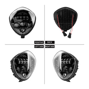 Phare LED rond noir pour moto, feux de croisement et route - vue 4