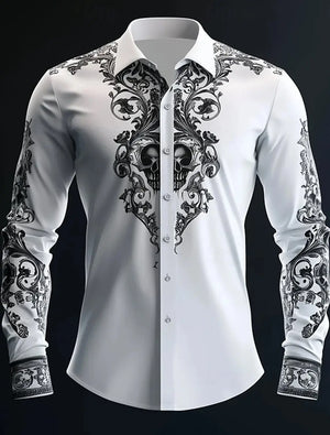 Chemise noire manches longues imprimé tête de mort - vue 4