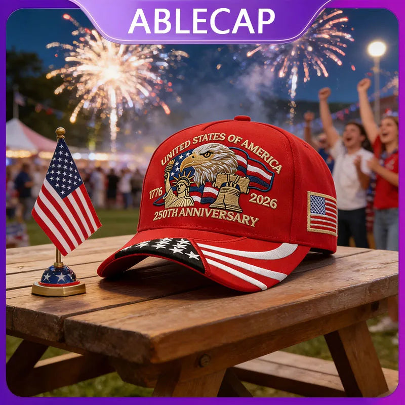 Casquette brodée patriotique avec aigle et drapeau USA - vue 1