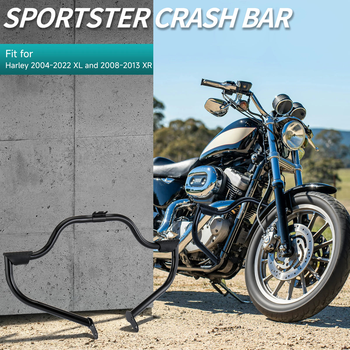 Barre de Protection Moteur avec Repose-Pieds (Crash Bar) - Harley-Davidson Sportster XL 1200/883 2004-2022 et XR 2008-2013 – photo 2/6