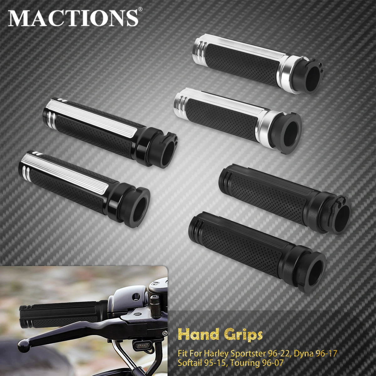 Poignées de guidon 1'' (25mm) - Harley Touring, Softail, Sportster XL/XR, Dyna, V-Rod VRSC, Street Glide, Fat Boy – photo 1/9