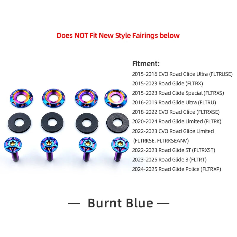 Boulons de Pare-brise Titane pour Harley Road Glide 2015-2025 – photo 12/12