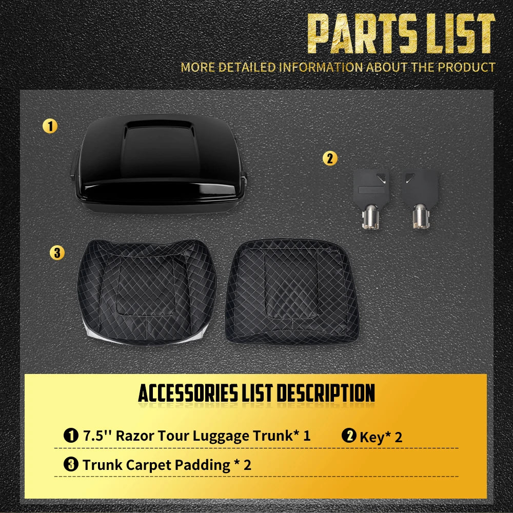Top Case Arrière Chopped/Razor/King (7,5\"/10,7\"/13,7\") - Harley-Davidson Touring 2014-2025 – photo 10/12