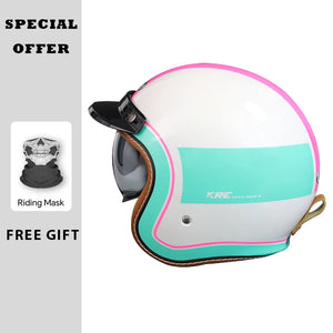Casque jet vintage style rétro ouvert - vue - vue 7