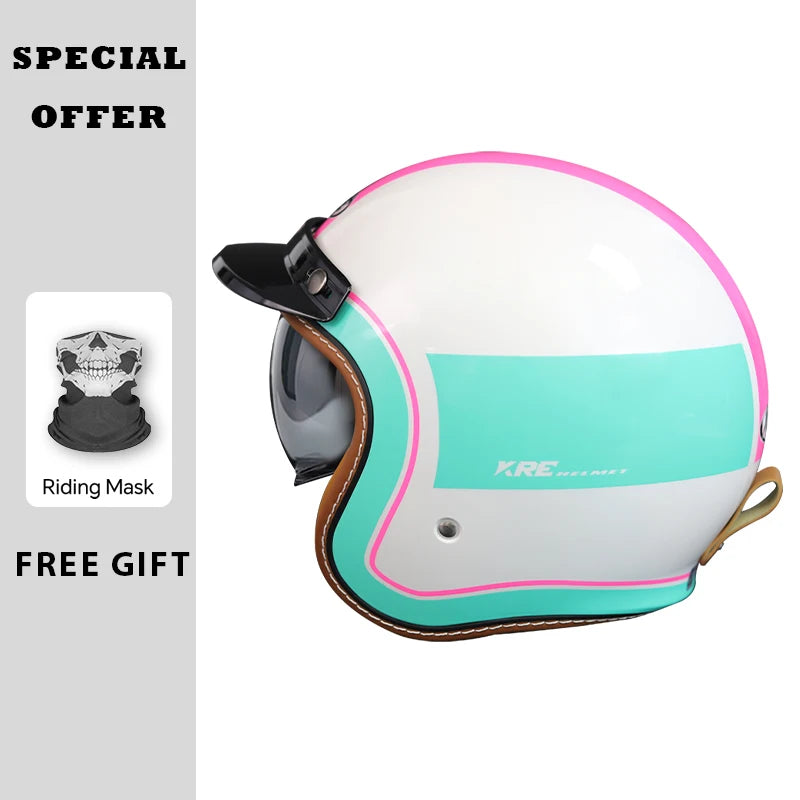 Casque jet vintage style rétro ouvert - vue - vue 7