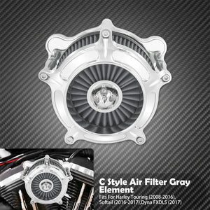 Filtre à air chromé élément gris - Harley Touring, Sportster XL, Dyna, Softail – photo 9/10