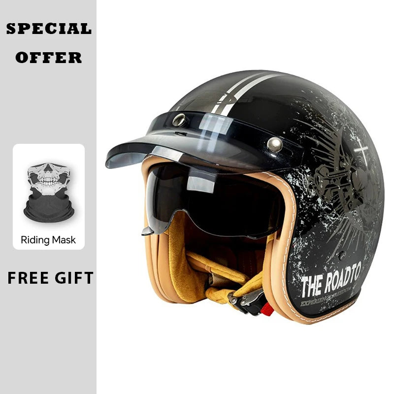 Casque jet moto noir à visage ouvert - vue de trois quarts - vue 3