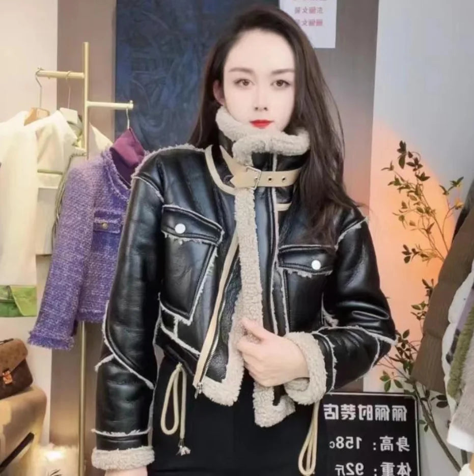 Veste peau lainée femme hiver - vue produit - vue 8