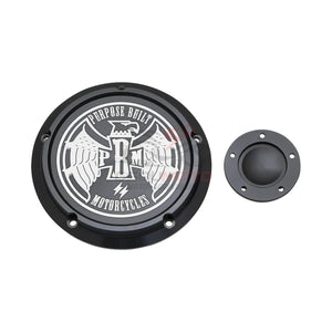 Derby cover noir gravé pour Harley Touring Softail Dyna - vue 17