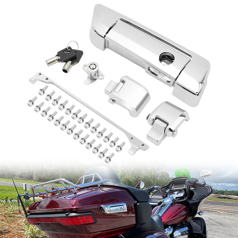 Kit de charnières, loquet et serrure pour sacoche rigide Harley Touring 2014+ - vue 1