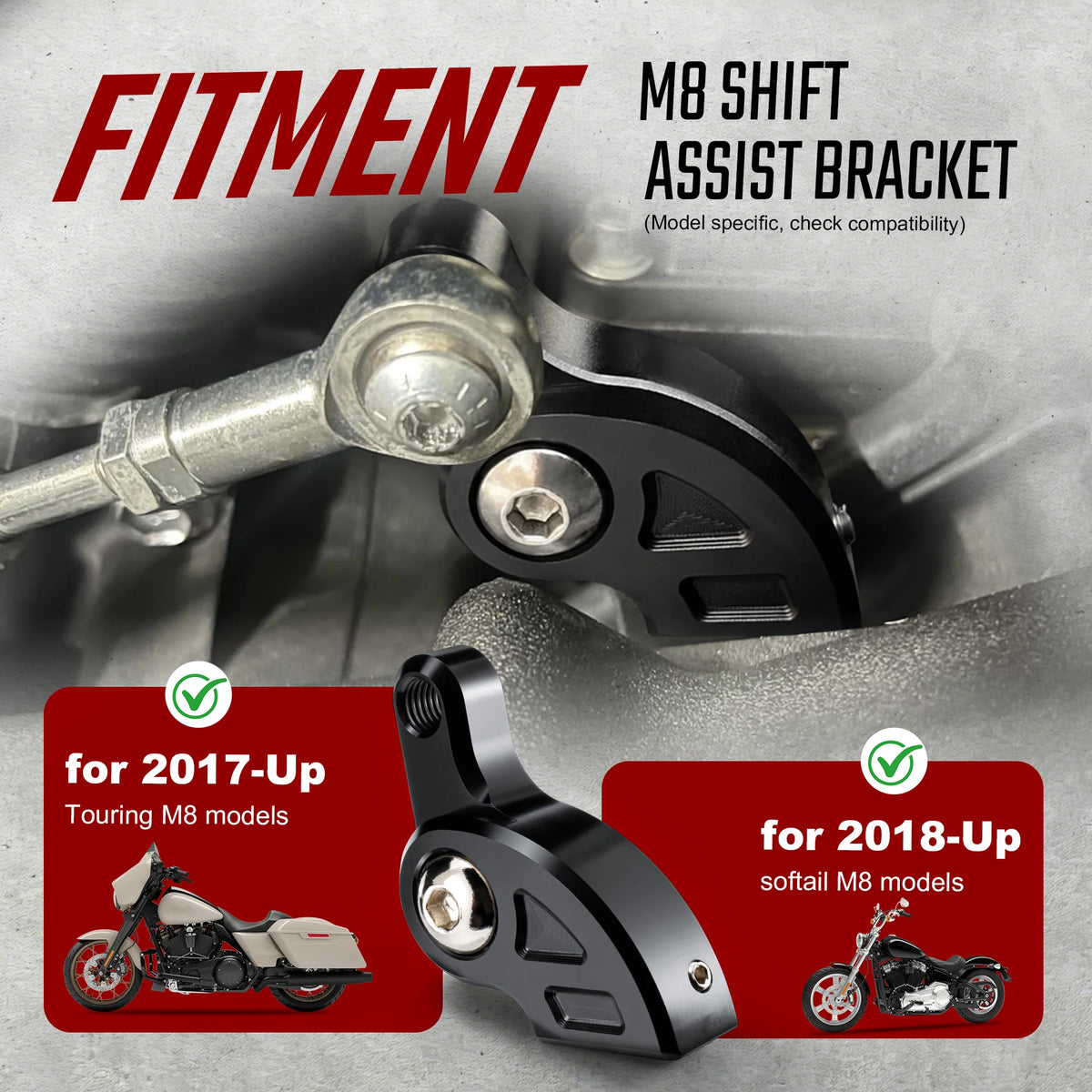 Support d'assistance au point mort pour moteur M8 - Harley-Davidson Touring 2017 et plus, Softail 2018 et plus – photo 2/7