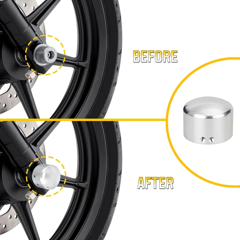Caches d'écrou d'axe avant pour Harley Sportster Dyna Softail - vue 2