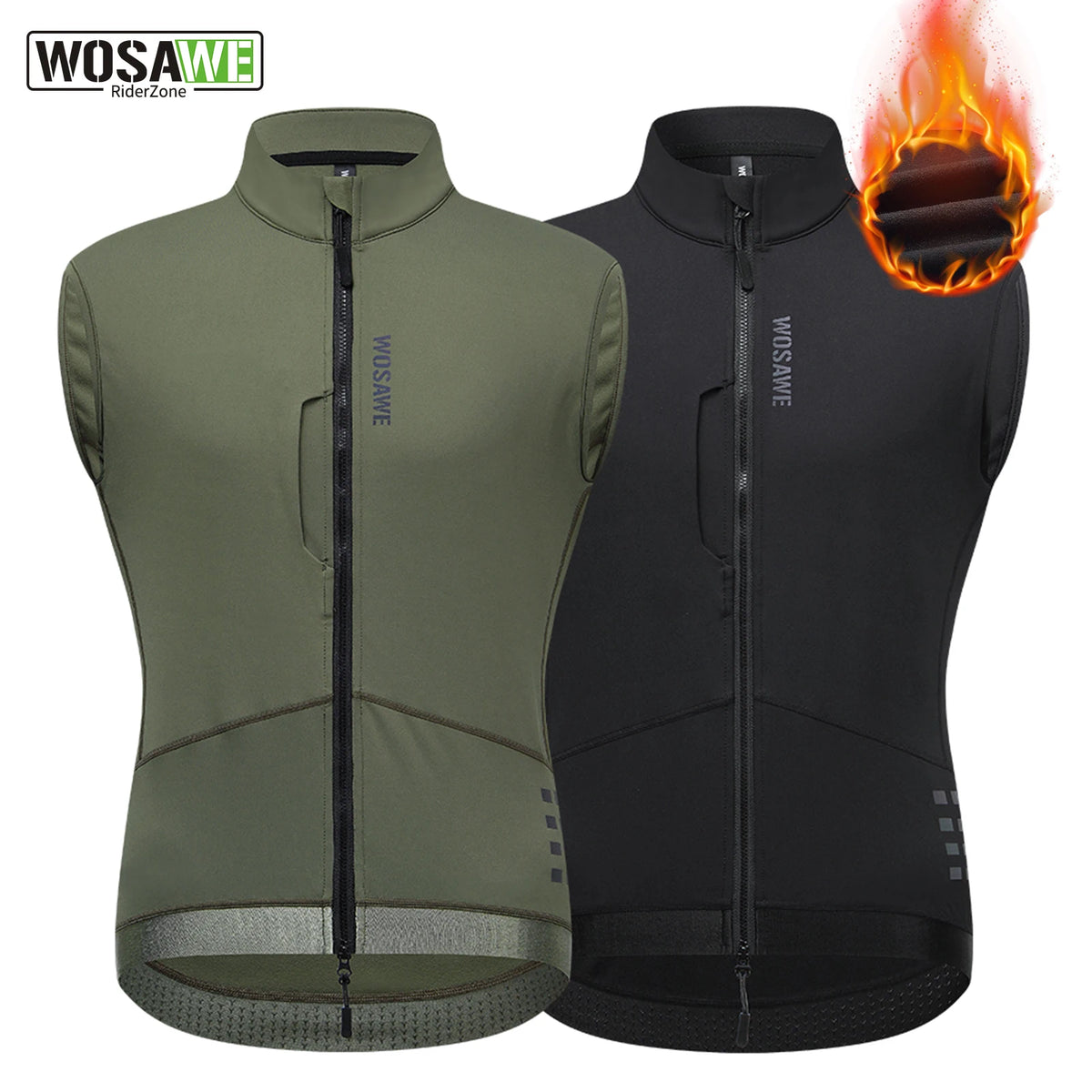 Gilet thermique cyclisme WOSAWE noir sans manches - vue 1
