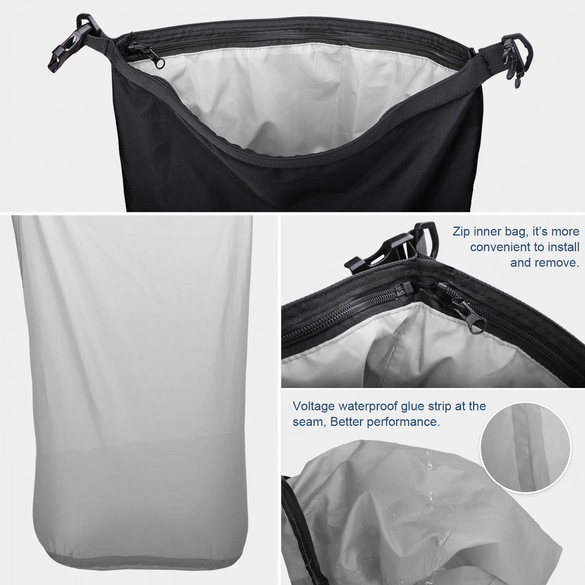 Sac de selle arrière noir Rhinowalk pour moto - vue 6