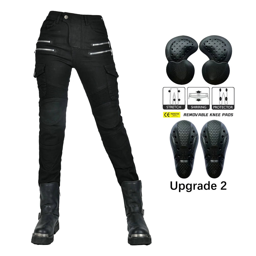 Pantalon moto femme double zip, protections genoux et hanches - vue 9