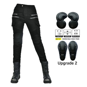 Pantalon moto femme double zip, protections genoux et hanches - vue 9