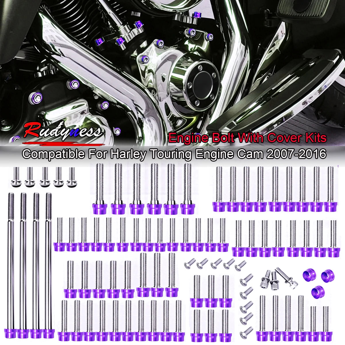 Kit de boulons et caches colorés pour moteur Harley Touring - vue 9