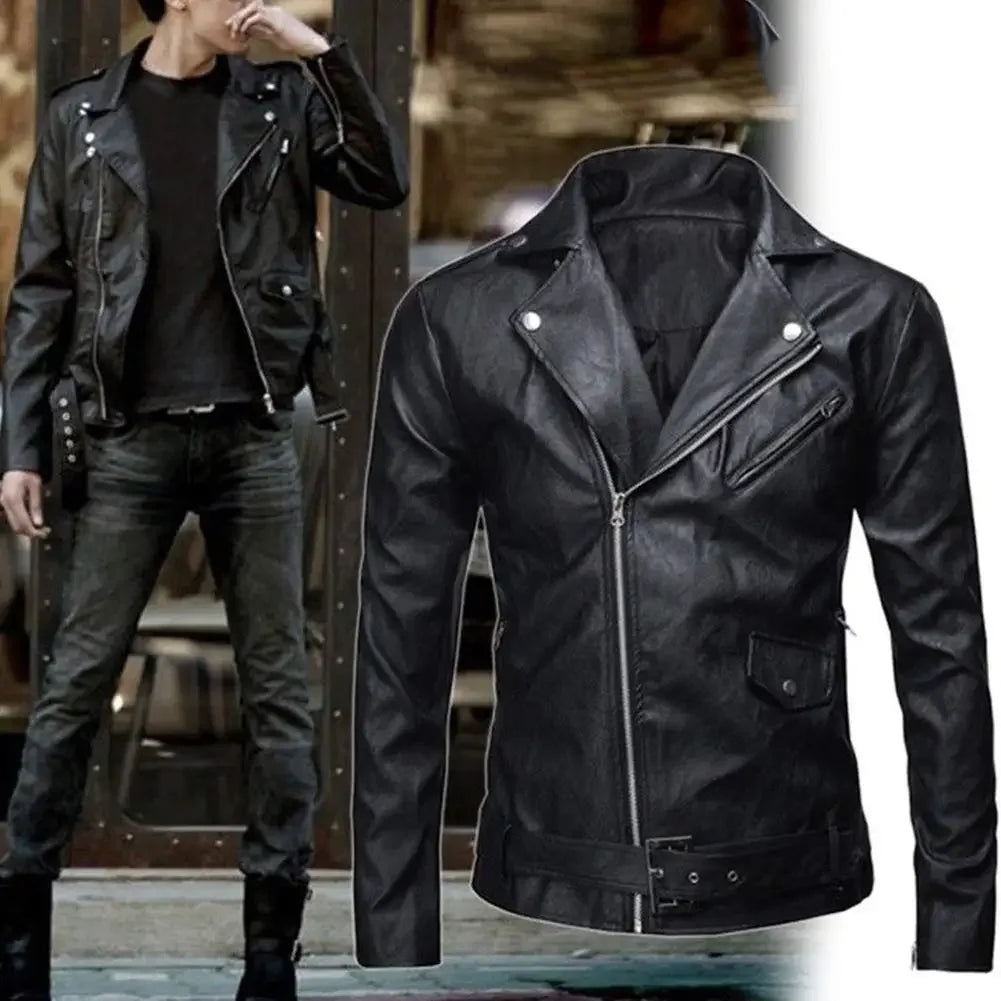 Blouson en cuir noir coupe slim - vue - vue 5