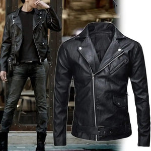 Blouson en cuir noir coupe slim - vue - vue 5