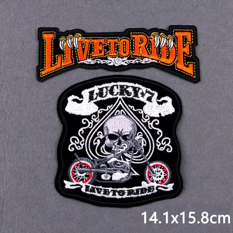 Écusson brodé Live To Ride motard punk à coudre ou repasser sur veste - vue 17