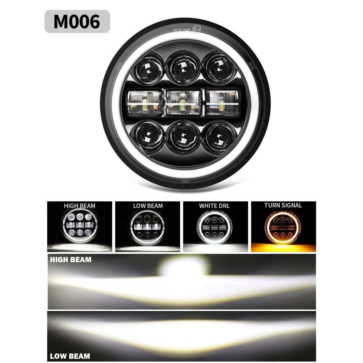 Phare LED rond 5,75 pouces pour Harley-Davidson Dyna, Softail, Sportster - vue 7