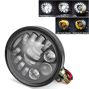 Phare LED rond noir 5,75 pouces pour moto custom et Harley-Davidson - vue 14