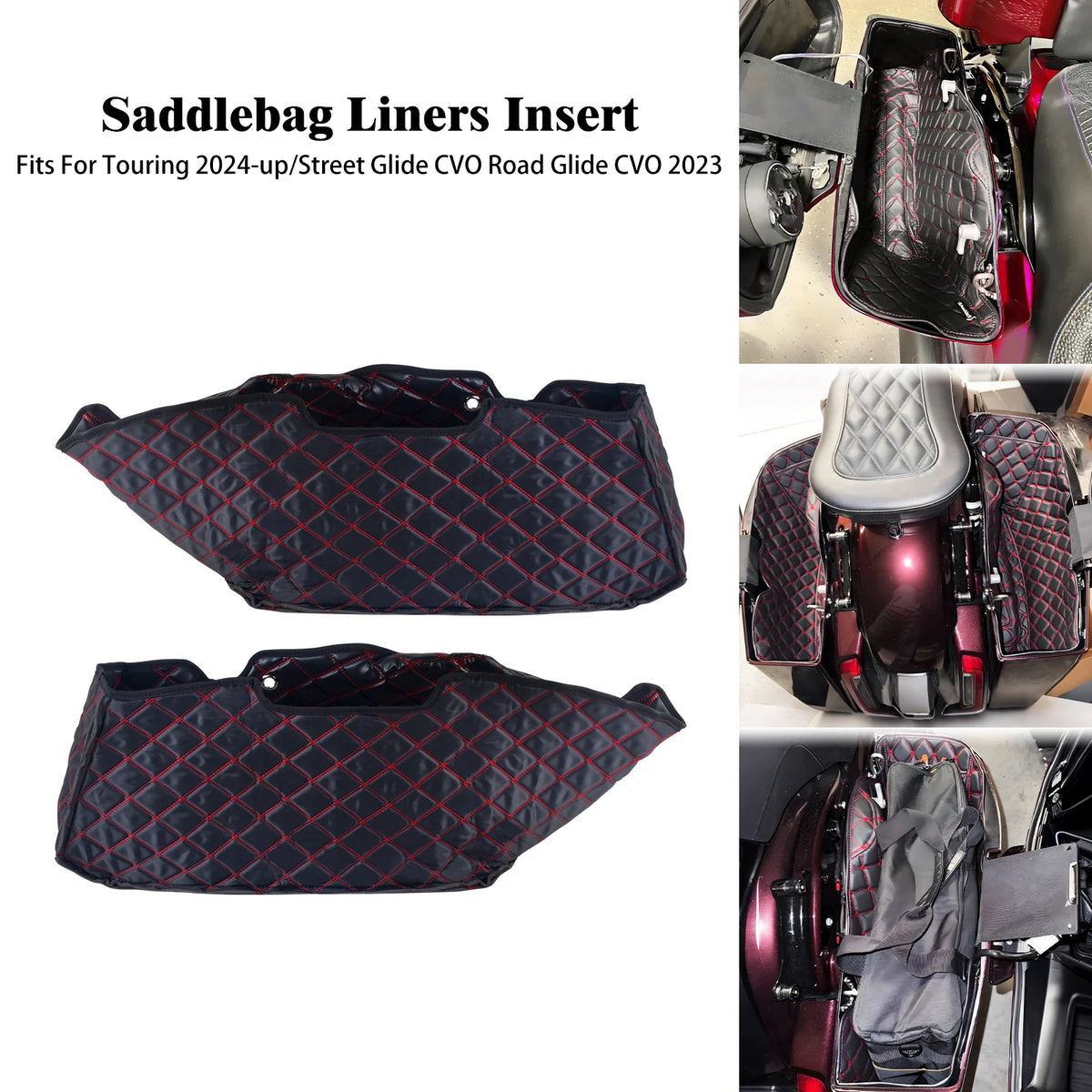 Doublure de sacoche noire avec surpiqûre pour Harley-Davidson Touring - vue 8