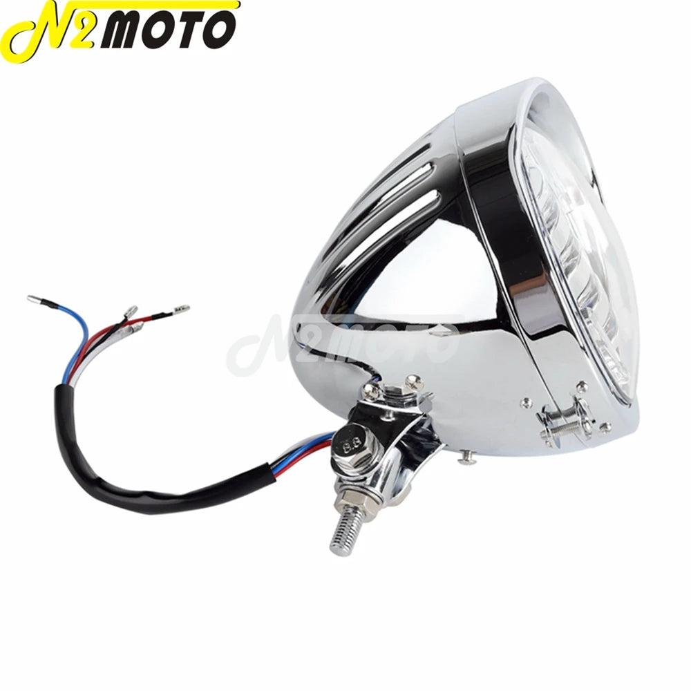 Phare rond chromé 5,75 pouces pour moto custom chopper bobber - vue 7