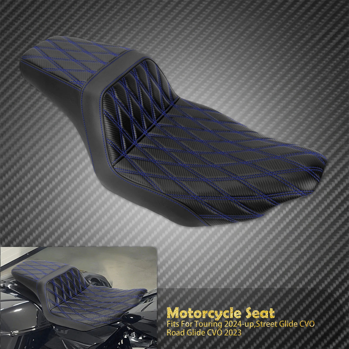 Selle Biplace Piquage Quadrillé - Harley-Davidson Touring 2024 et plus, CVO 2023 – photo 12/12
