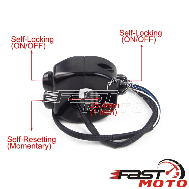 Commutateur de guidon noir et chromé pour moto café racer - vue 11