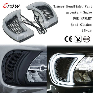 Feux LED d'Accent de Calandre de Phare Fumé - Clignotants Intégrés pour Harley-Davidson Road Glide 2015 et plus récent – photo 1/7